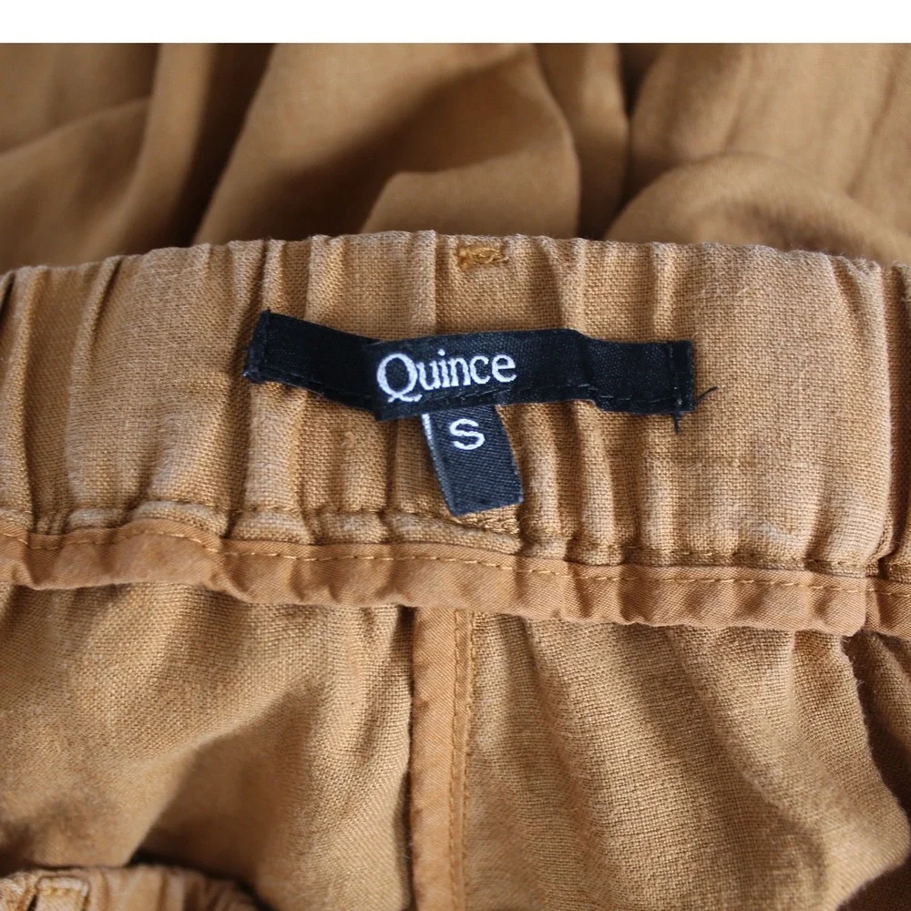 Quince 100% European Linen Tapered Ankle Pants in Golden Brown Size Small